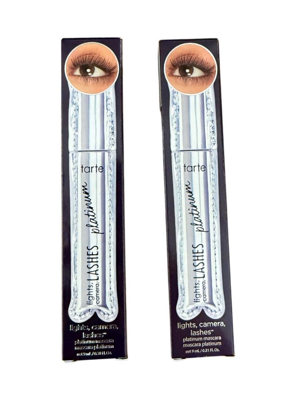 TWO Tarte Black Mascara lights camera lashes platinum full size NEW